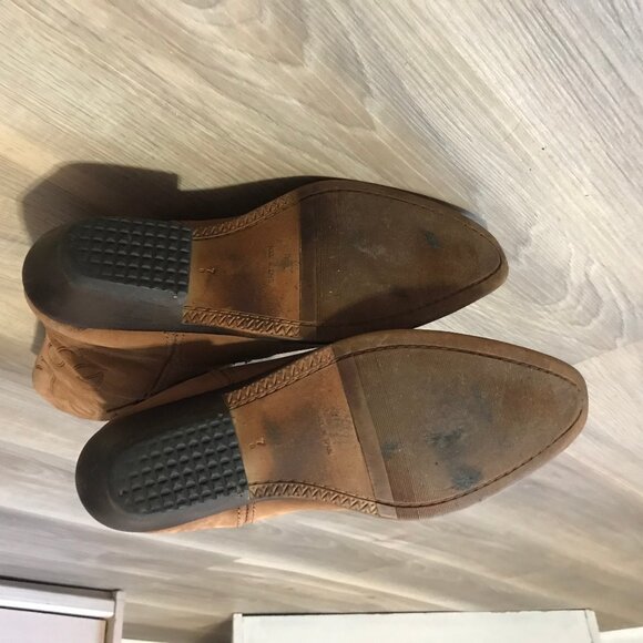 Ladies Suede Leather Western Boots Tan Color Size 7 - Picture 5 of 6